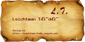 Leichtman Tádé névjegykártya